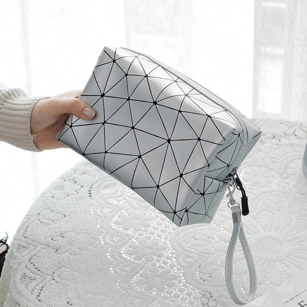 Tech Accessories Travel Bag - Geometric Luminous Makeup Bag Aesthetic Toiletry