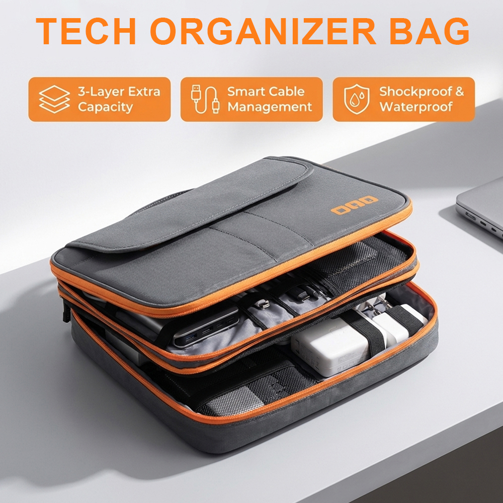 Large Capacity Tech Organizer  - مراجعة Tech Accessories Travel Bag وسعره