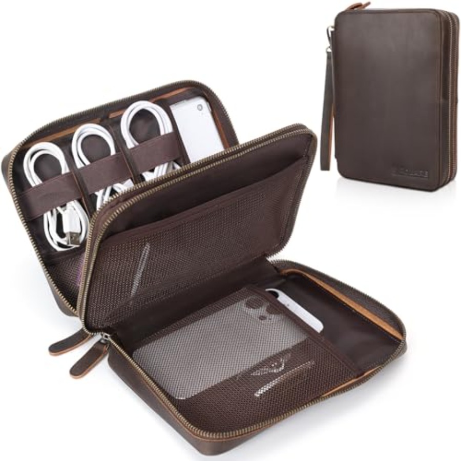 Polare Full Grain Leather Trav - مراجعة Tech Accessories Travel Bag وسعره