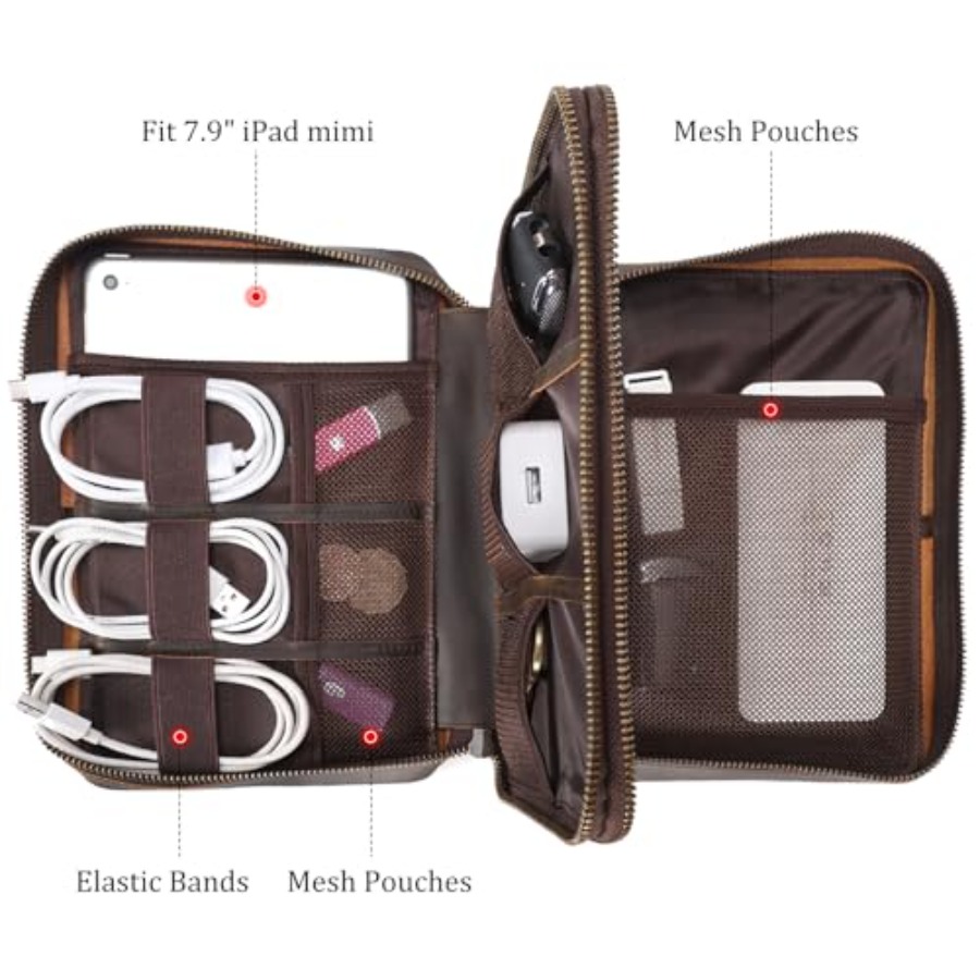 Polare Full Grain Leather Trav - مراجعة Tech Accessories Travel Bag وسعره